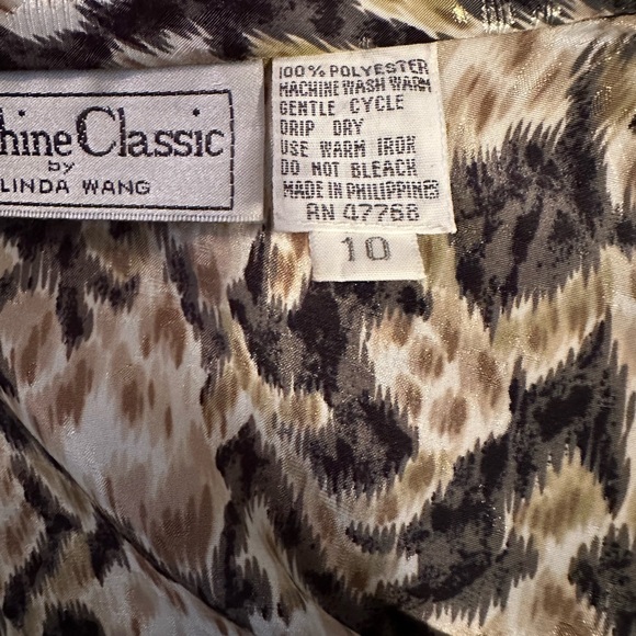 Vintage 1980’s LA CHINE CLASSIC By Galinda Wang Gold Tie Neck Blouse Size 10 - Picture 4 of 7